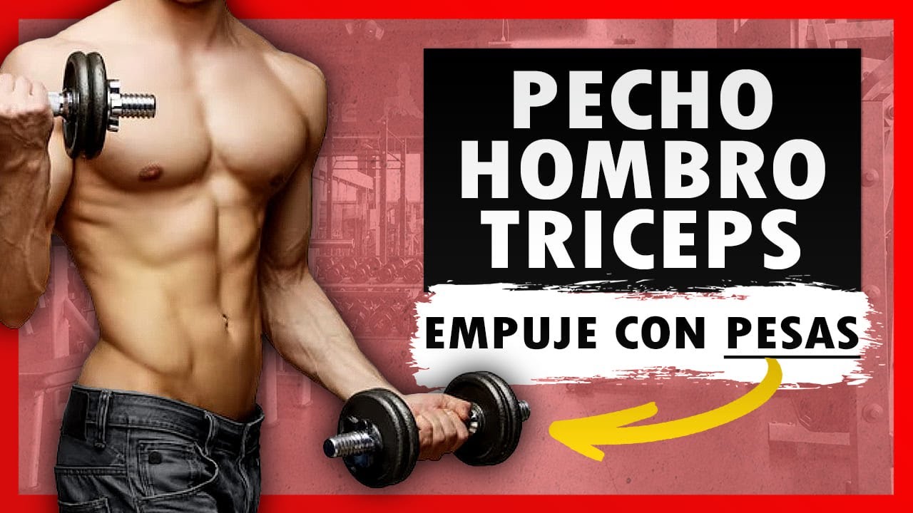 PECHO, HOMBROS y TRÍCEPS de ACERO 💥 Rutina PUSH con Pesas en Casa - YouTube