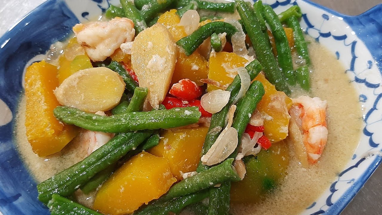 Ginataang Sitaw At Kalabasa With Hipon