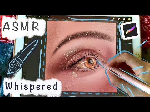 🤍 ASMR - Showing you my Art in Procreate - Whispered Ramble - With some iPad Writing Sounds