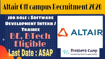 Altair Off Campus Recruitment 2020 for Intern | B.E/B.Tech | Apply Online