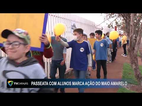 Passeata com alunos marca ação do Maio Amarelo