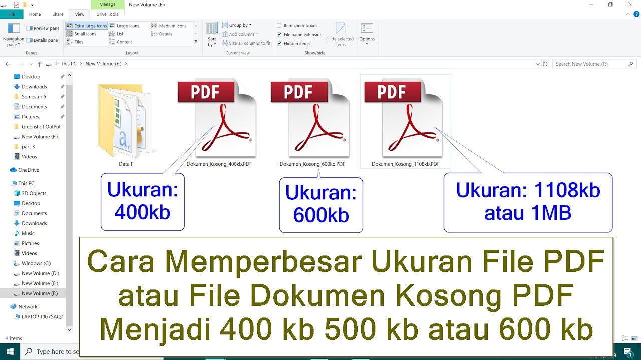 Cara Memperbesar Ukuran File Pdf Atau File Dokumen Kosong Pdf Menjadi 400 Kb 500 Kb Atau 600 Kb - Youtube