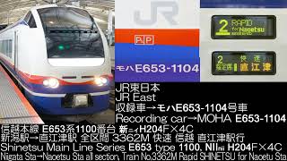 JR東日本E653系1100番台 快速 信越  新ニイH204F×4C 全区間走行音 JR East Series E653 type 1100 Rapid SHINETSU Runing Sound