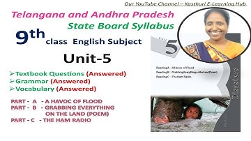 9th Class English Unit- 5 (A,B&C)Textual Comprehension ,Grammar, Vocabulary TS & AP SSC