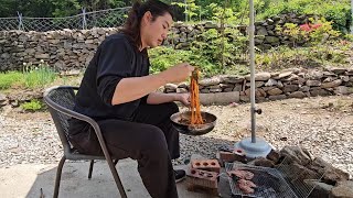 깡촌 Vlog 숯불갈비 참나물비빔국수