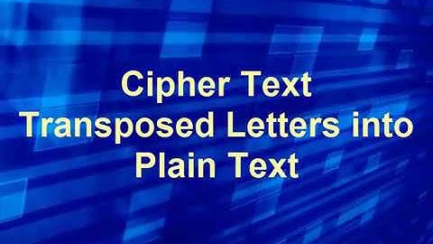 Transposed Cipher to Plain Text. By Sabihuddin Ahmed