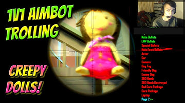Black Ops 2 1v1 Aimbot Trickshot Trolling Confused Kid! (Creepy DOLLS On Mod Menu!)