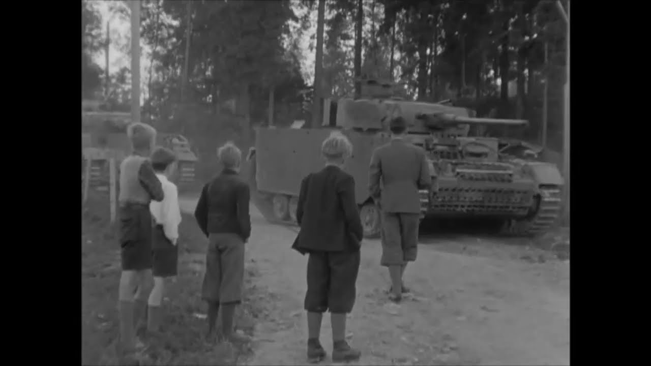The surrender of German panzers to British and Norwegian troops in Norway,  June 1945