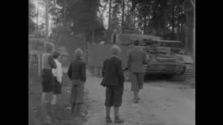 The surrender of German panzers to British and Norwegian troops in Norway,  June 1945