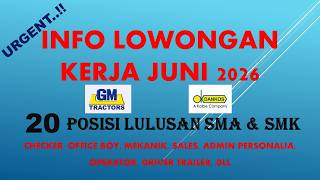 INFO LOWONGAN KERJA HARI INI LULUSAN SMA SMK JUNI 2026 | CHECKER | OB | OPERATOR | MEKANIK | #loker