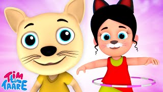 💛❤️ Tim Tim Taare Dancing Cat, Meow Meow Billi Karti  | म्याऊं म्याऊं बिल्ली करती Videos For Kids💜💚🧡