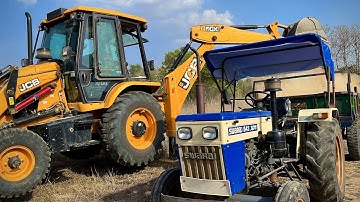 JCB 3DX Eco Xpert Loading Mud In Mahindra Yuvo Tractor And Swaraj Tractor Trolley | Jcb Cartoon |