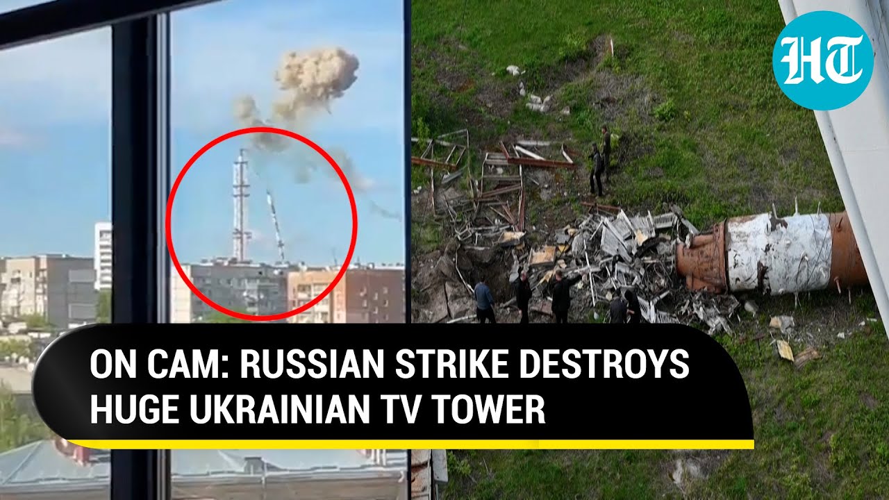 Russian Kh 59 Missile Strike On Kharkiv Snaps Ukraines 787 foot TV Tower In Half  Watch