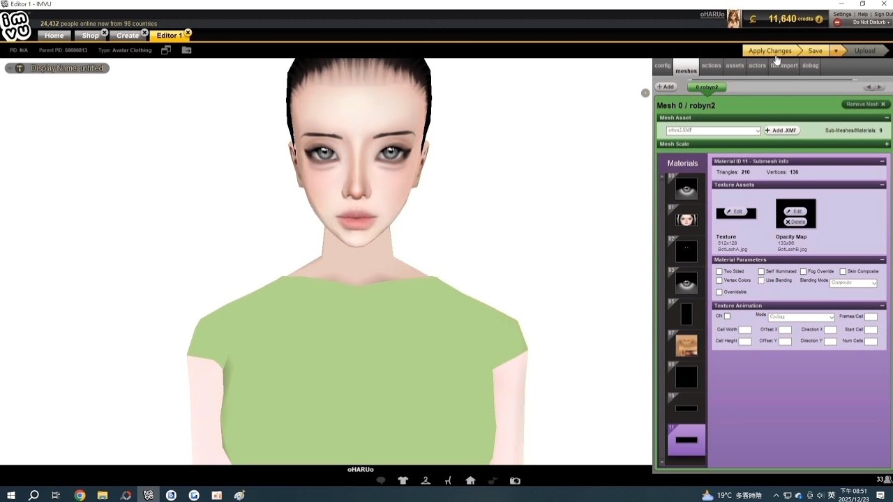 IMVU Mesh Head 製作過程✨️  又再度錄製貼臉過程啦！！！電腦Classic版本2025