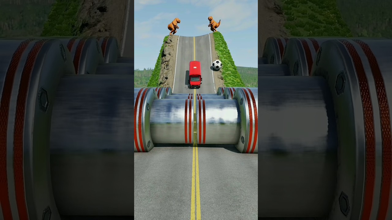 Colourful School Buses vs Hydraulic Crush - BeamNG.drive