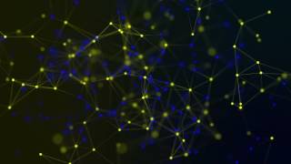 abstract geometric plexus background with blue and yellow lines and dots