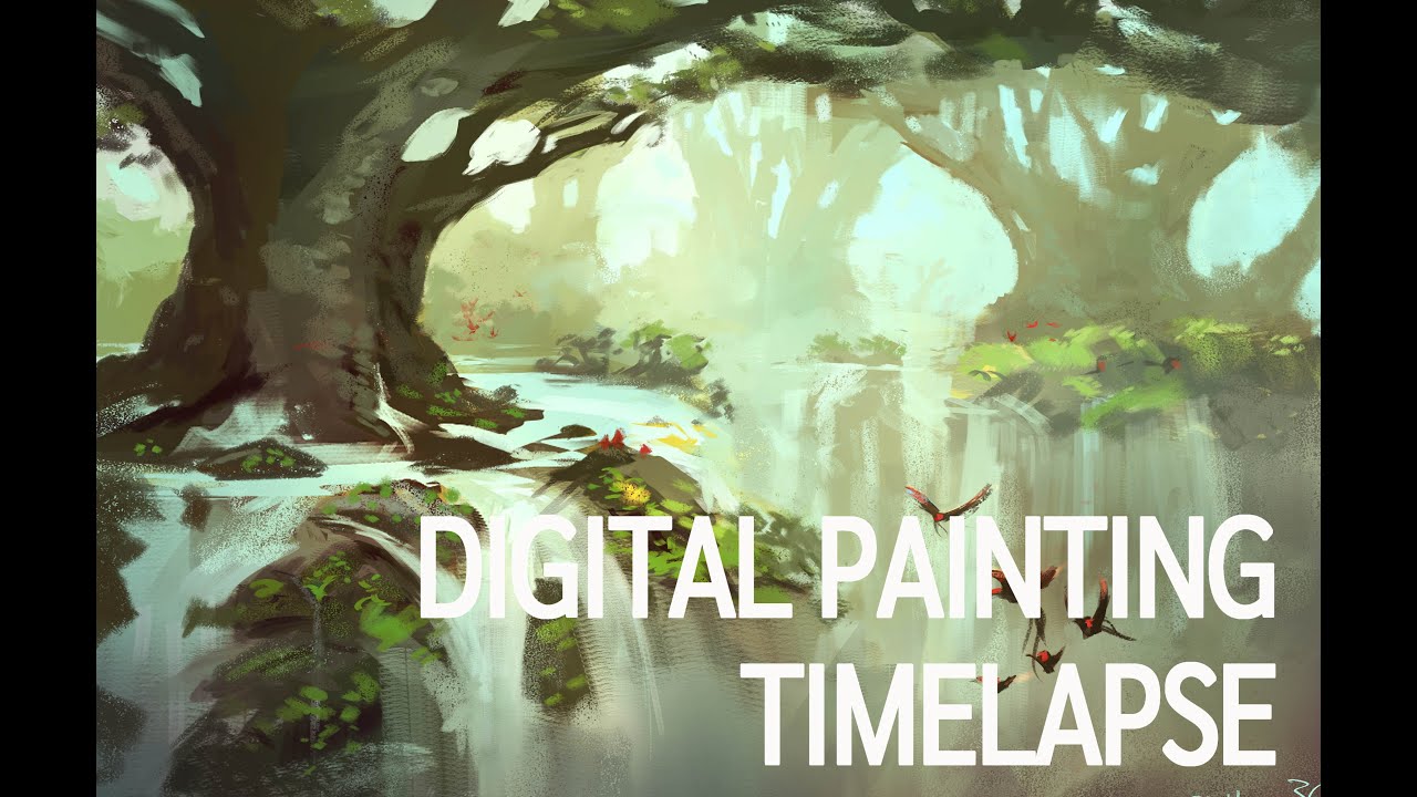 Forest Waterfalls - Digital Painting Timelapse - YouTube