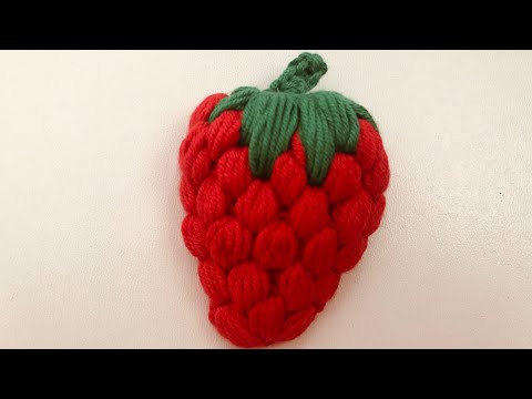 Tığ işi 3 boyutlu çilek motifi 🍓çilekli hırka için | strawberry cardigan knitting pattern