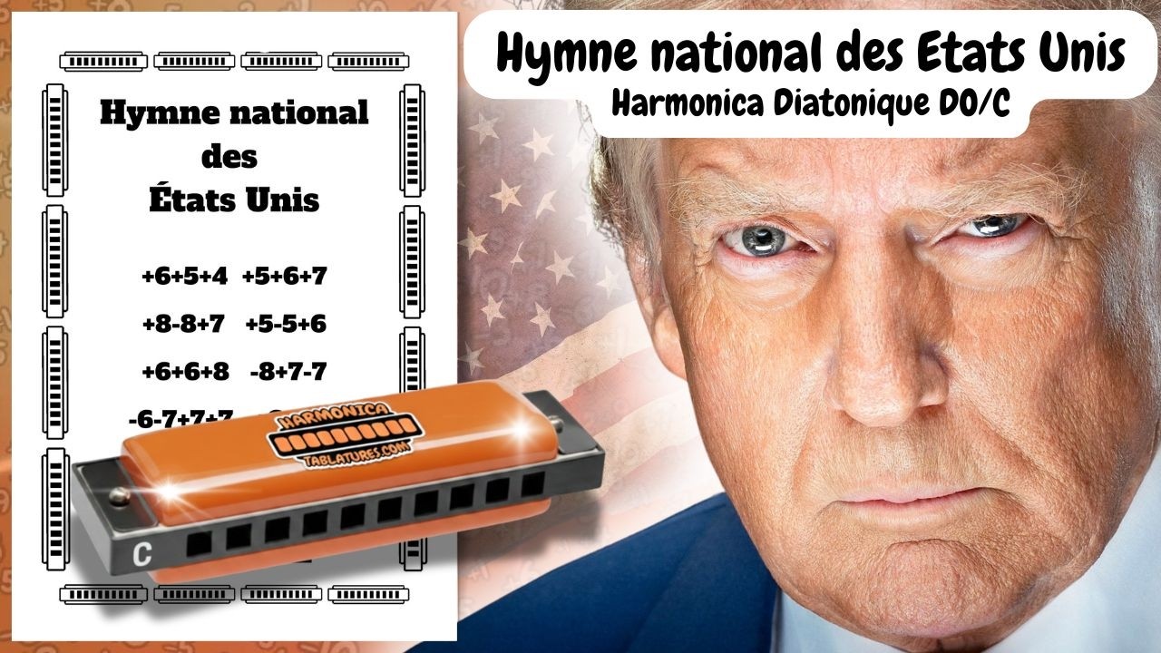 HYMNE NATIONAL DES ÉTATS-UNIS D'AMÉRIQUE, tablature GRATUITE pour harmonica diatonique Do (C)