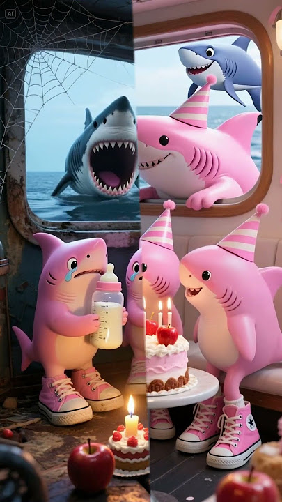 🍰 Baby Shark’s Cake Crisis! | Hilarious Ocean Tantrum 🦈🌊#shark #whale #ocean #shorts