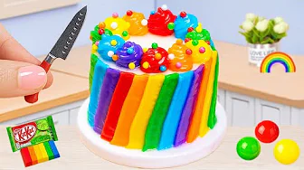 Sweet Rainbow KitKat Cake | Satisfying Mini Rainbow Cake Decorating Using KitKat Chocolate Green Tea