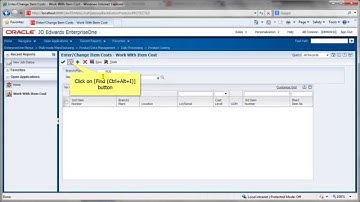 Access Enter Change Item Costs - JDE E1 91 - Inventory Management