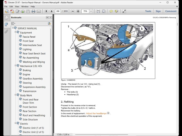 Citroën C5 (X7) - Service Manual / Repair Manual - Owners Manual