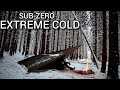 ALONE IN EXTREME COLD - Minimal Gear Survival Tarp Shelter Overnight