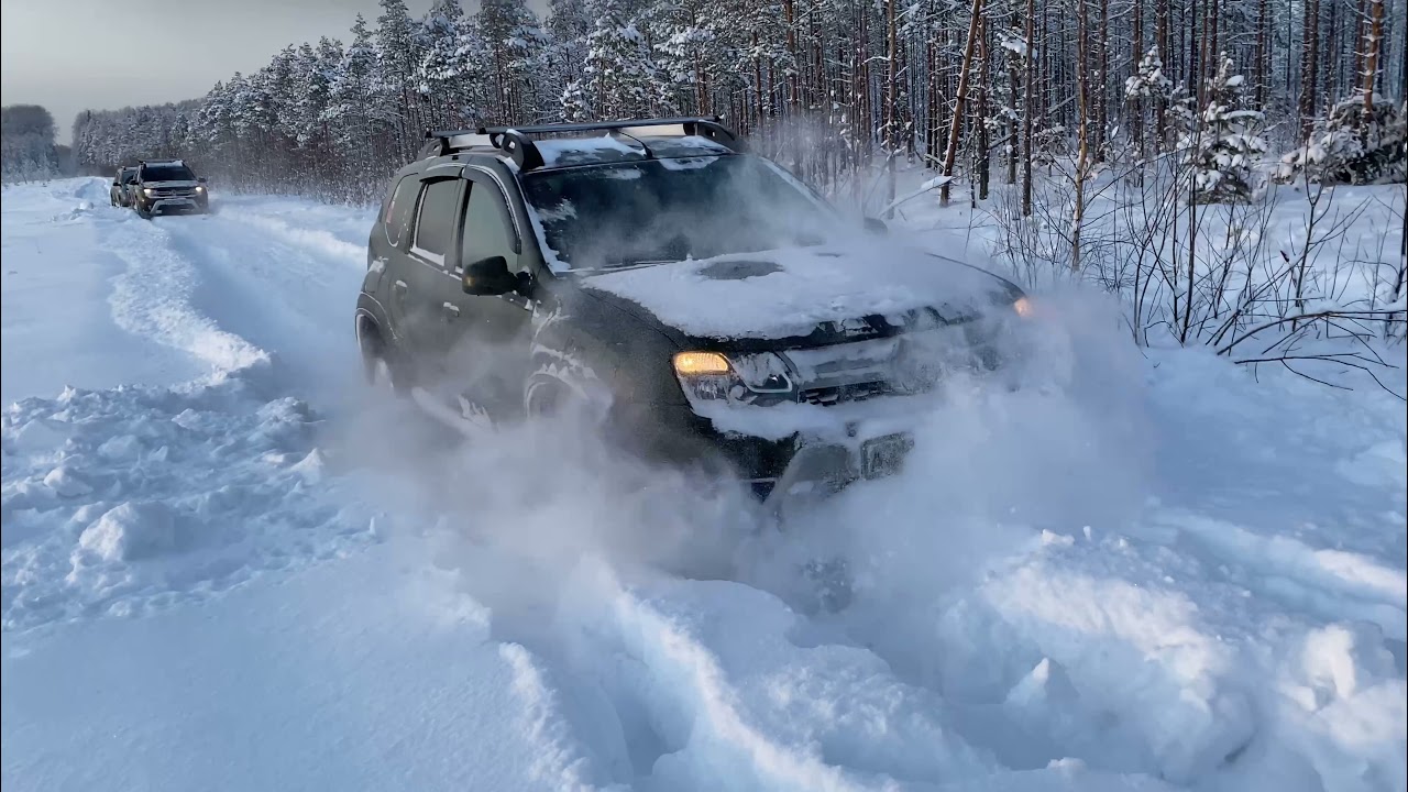Снежные перемёты вдоль болота или дорога на «Погостье»на Duster(зимний of-road)#1
