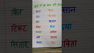 छोटी इ की मात्रा वाले शब्द @Parents learning Hub