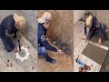 Young man with great tiling skills great tiling skills great technique in construction part 118