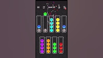 Ball Sort Color Water Puzzle Level 20 walkthrough 🧪⚪️⚪️⚪️⁉️, #mystery level #shorts