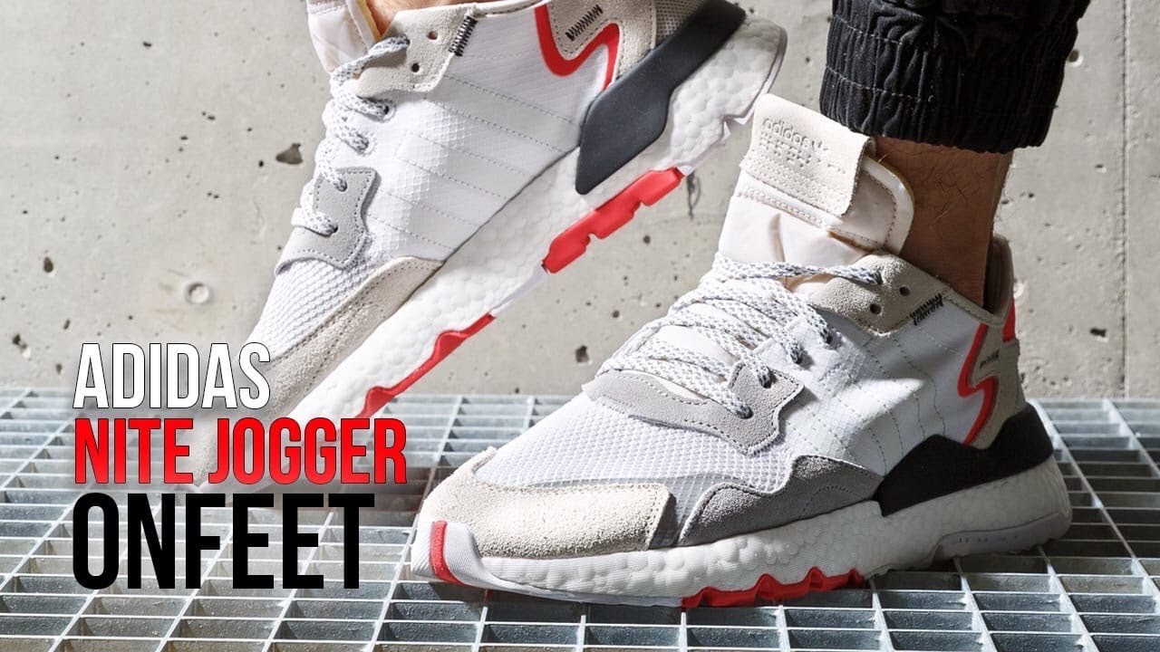 Onfeet Adidas Nite Jogger White Red (F34123) Review | sneakers.by - YouTube