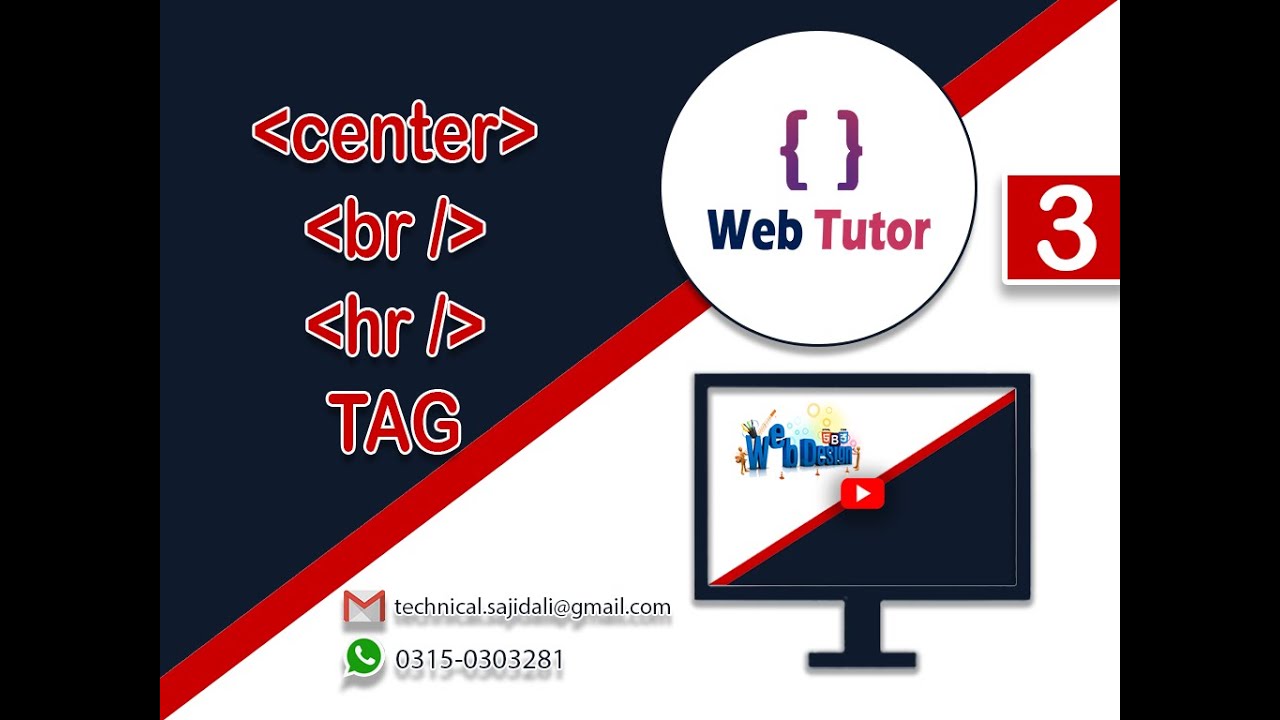 Center, Br , Hr Tag in HTML in Hindi /Urdu - YouTube