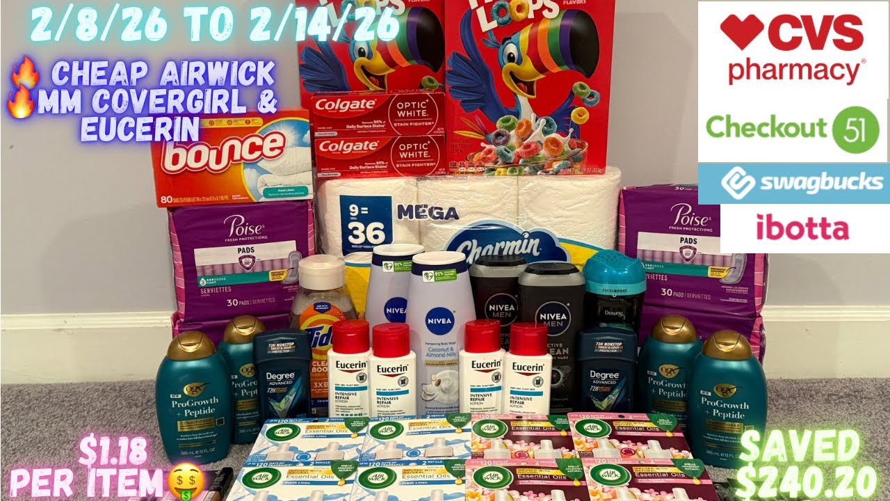 Покупки в CVS с 8.02.2026 по 15.02.2026 | 🔥Закупка Airwick по 0,46 за двойную упаковку |🔥MM Eucer...