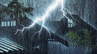 ⚡Strong Thunderstorm Sounds at Night | Heavy Rainstorm & Intense Thunder on Tin Roof | White Noise