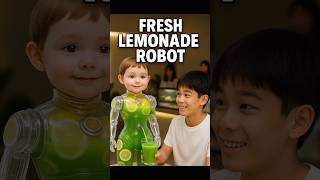 🧃 Cute Baby Robot Making Fresh Lemon Juice | Futuristic Lemonade Dispenser 🍋🤖 #AIvideo #shorts