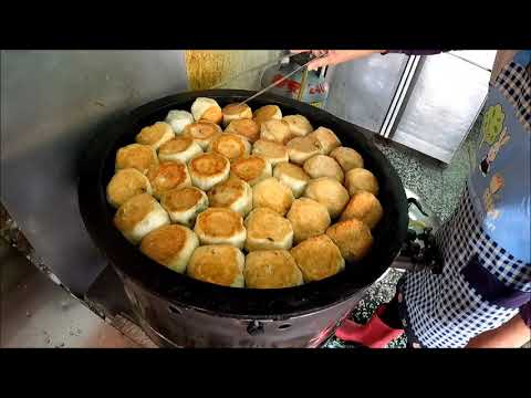 台灣街頭美食雙十水煎包台中美食 Steam-Fried Baozi - Pan-fried pork buns-Taiwan Street Food