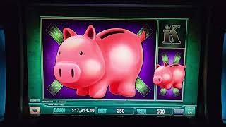 Another Full Screen Piggy on High Limit Piggy Bankin - up to $250 spins - Huge Jackpot Handpays