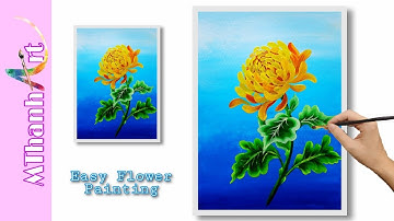 Hướng Dẫn vẽ Hoa Cúc Đại Đóa | Chrysanthemum Painting By A Round Brush | Mthanh Art