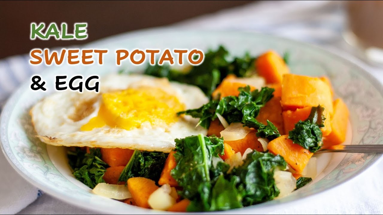Easy, delicious kale recipe with sweet potato and egg Healthy brunch recipes basic cooking