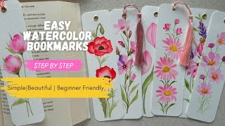 10-Minute Easy Watercolor Floral Bookmark Ideas | 6 Beautiful Designs #wocol 