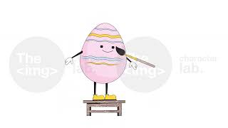 Painting Easter happy egg with arms and legs line 2D character animation