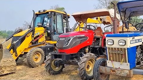 Jcb 3dx Backhoe Loader Loading Red MudIn Mahindra and Swaraj Tractor | Jcb andTractor Cartoon