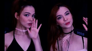ASMR TWINS 🤤 Inaudible/Unintelligible Whispers with Mouth Sounds