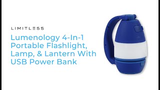 Lumenology 4-in-1 Portable Flashlight, Lamp, & Lantern with USB Power Bank  (Black)