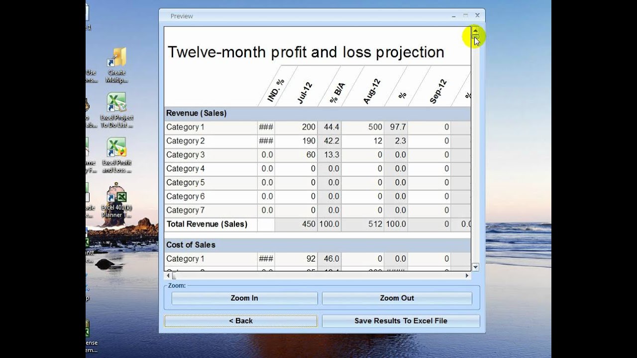 excel profit and loss projection template software youtube profit and loss projection template