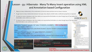 Lesson - 59 : Hibernate - Many To Many Insert operation using XML and Annotation based Config
