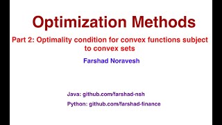 Part 2: constraint optimality condition for convex function subject to convex set