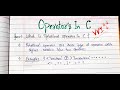 Relational operators | Operators in c | Easy expalnation | Handwritten notes | Explain with example